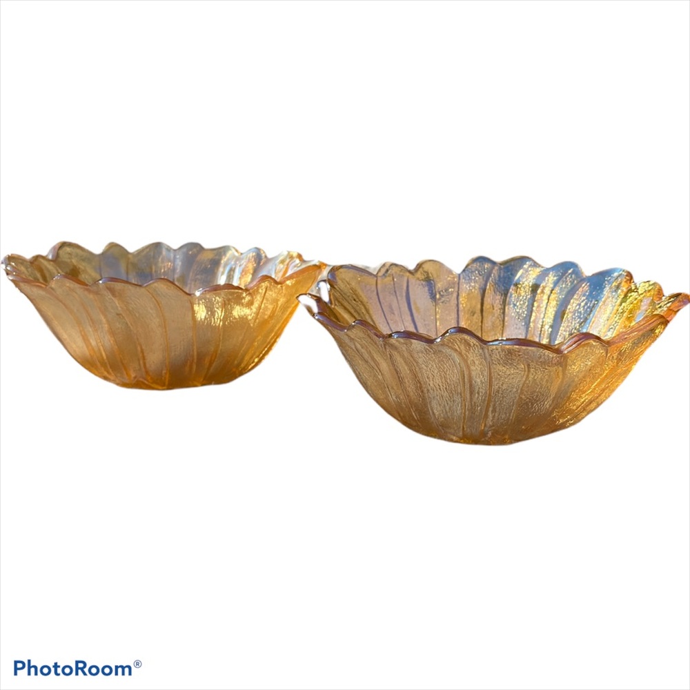 Vtg Carnival Glass Marigold Sunflower Bowls